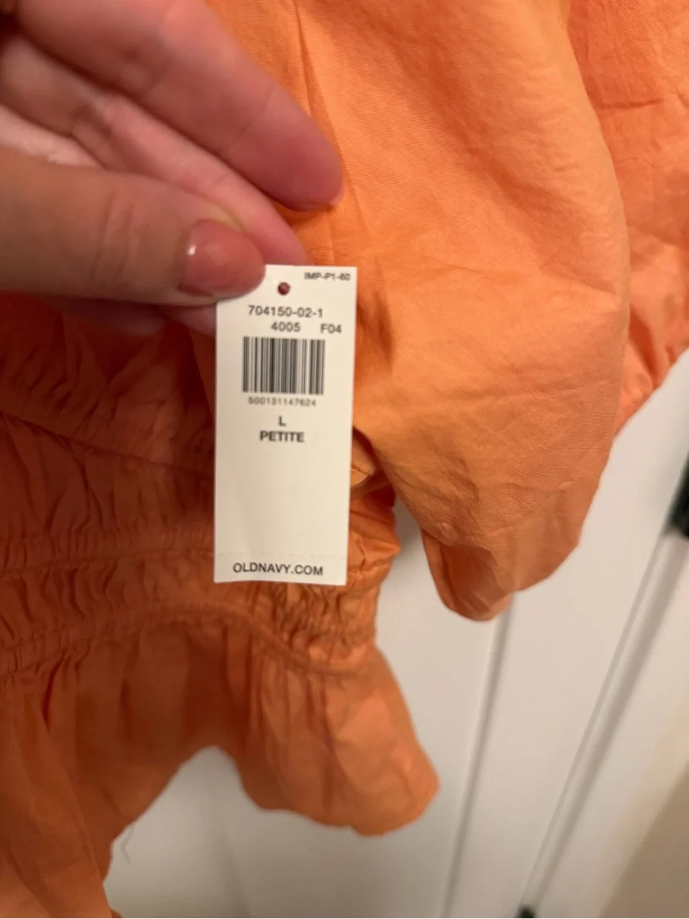 Old Navy Smocked V-Neck Peplum Top Puff Sleeve Orange NWT Size Large Petite